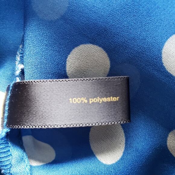 Polka Dot Blue Pintuck Semi Sheer Blouse Size Small by Outback Red - Picture 10 of 11